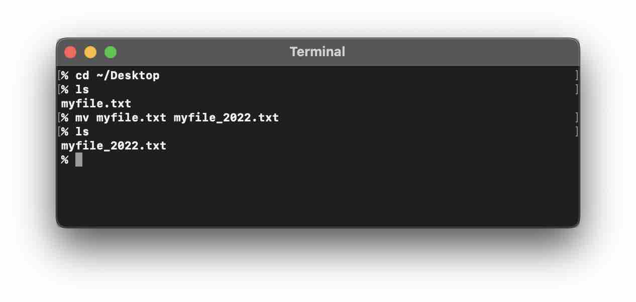 Rename file using Mac Terminal using mv Command